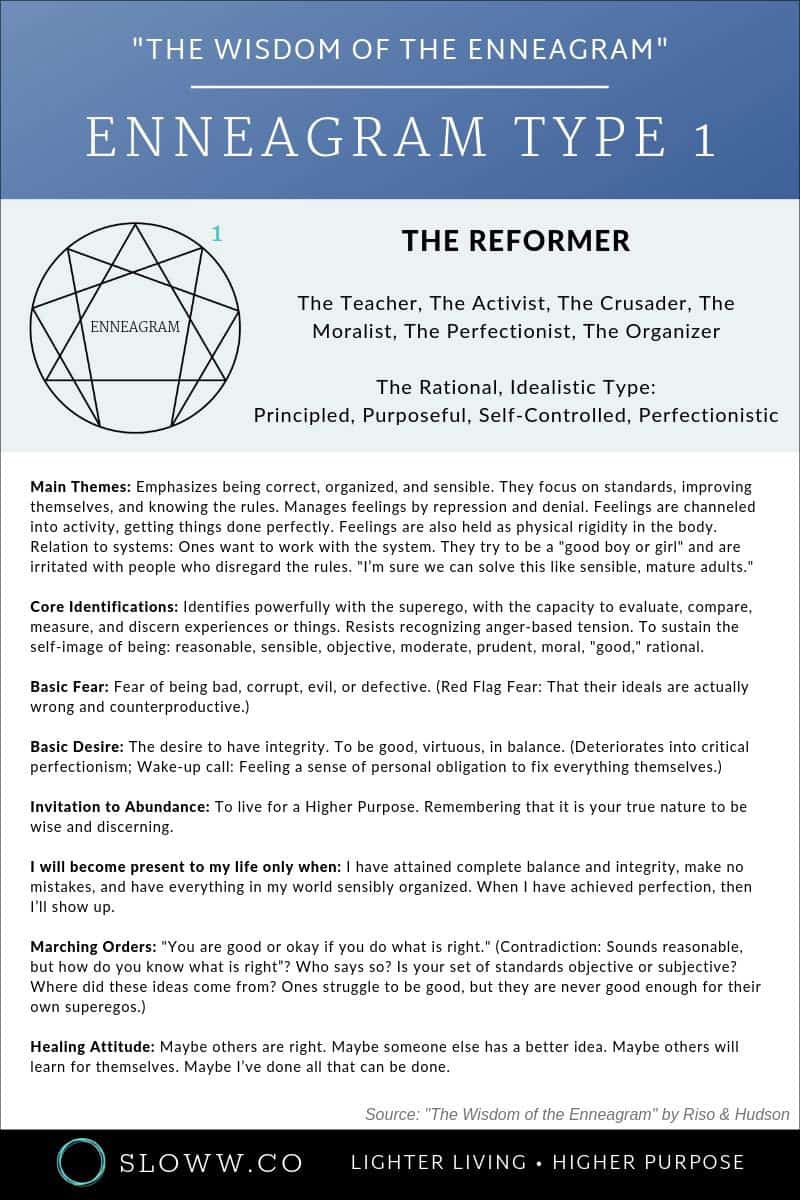 Sloww Enneagram Type 1 Summary