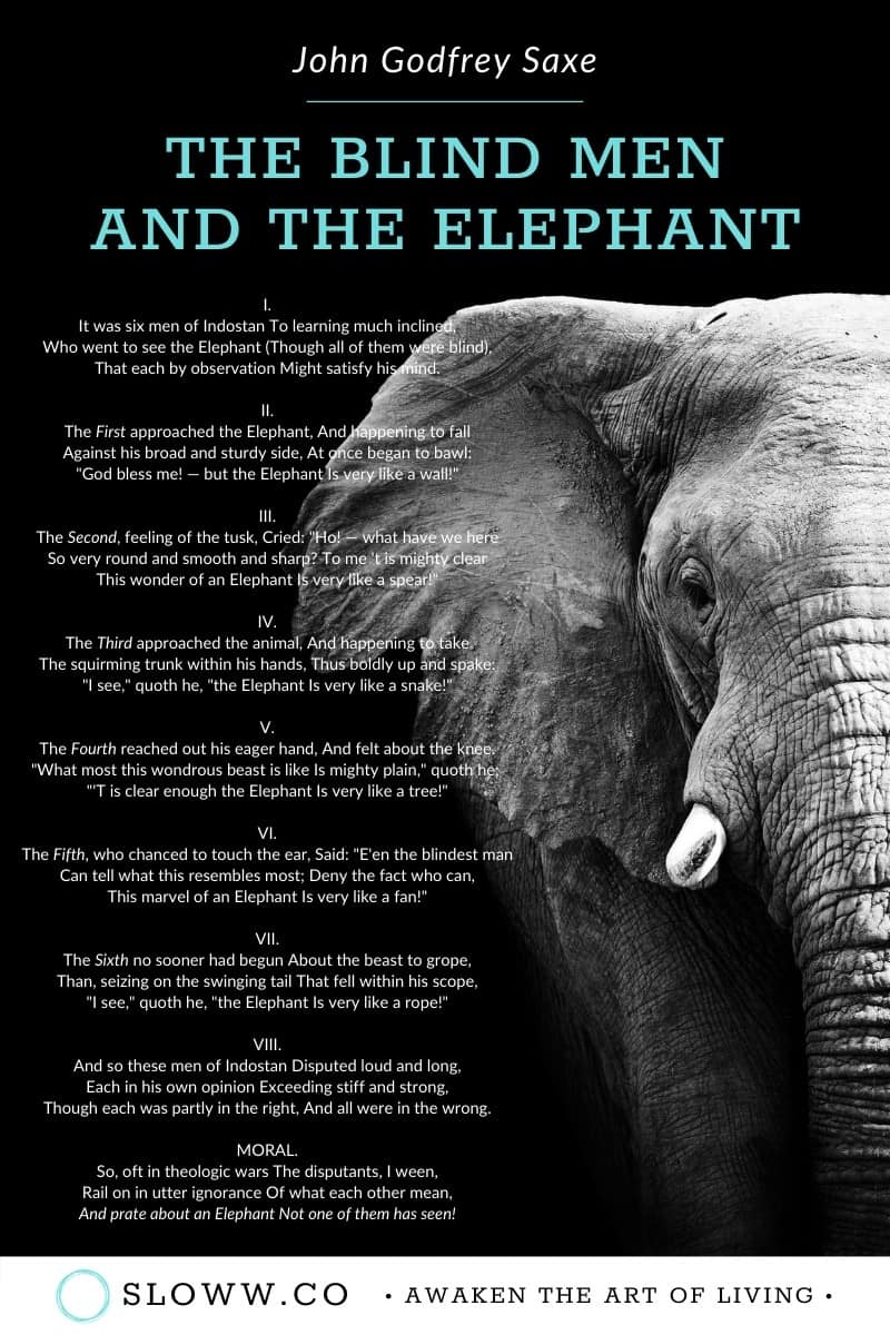 Sloww The Blind Men And The Elephant by John Godfrey Saxe