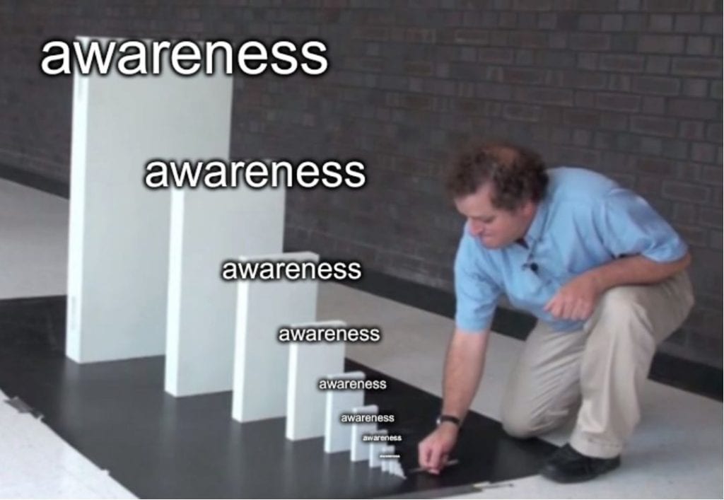 Awareness awareness awareness domino meme